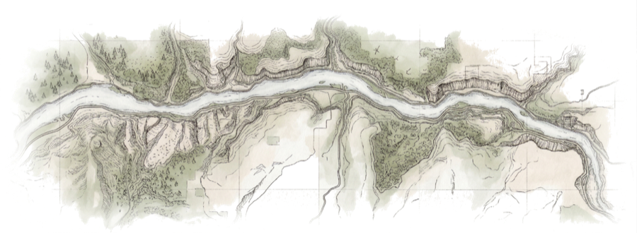Illustrated topographic map of the Columbia River Gorge